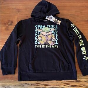 Star Wars Mad Engine Grogu Mandalorian hooded sweatshirt black youth boys large